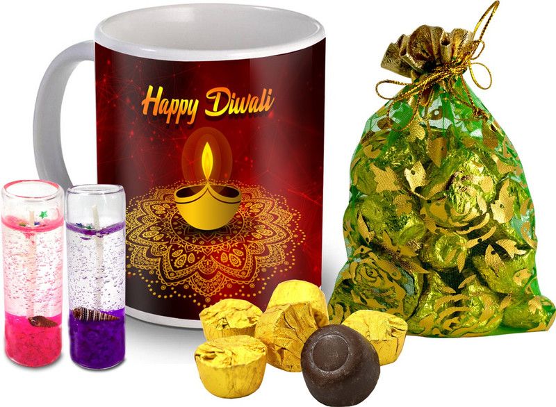 Midiron 2 Gel Candle and Ceramic Coffee Mug Diwali Gift IZ19Choco15-39 Ceramic, Glass Gift Box  (Multicolor)