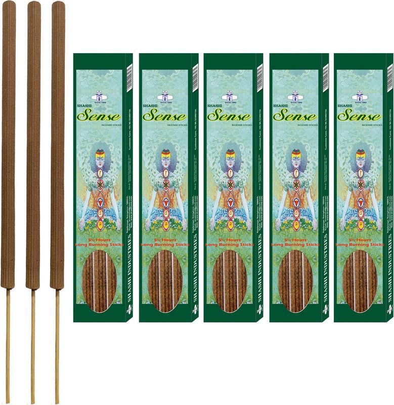 SHASHI Sense Long Burning (3 Hours) Incense Sticks/Agarbatti Exotic Musky,Floral & Woody Aroma For Aromatherapy,Home,Garden,Office,Outdoor &Specials Events  (15, Set of 5)
