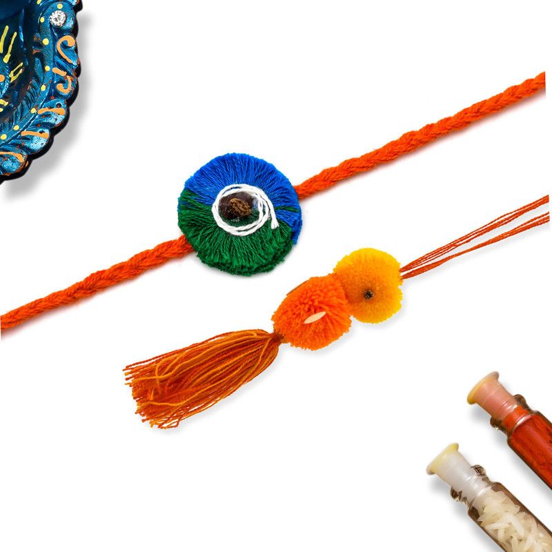 Rakhi Set  (Bhaiya Bhabhi Rakhi with Free Seeds and Roli Chawal)