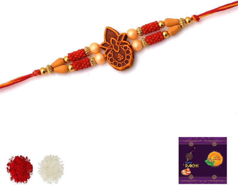 Rakhi Set  (1 Rakhi with Free Roli, chawal and Greeting Card)