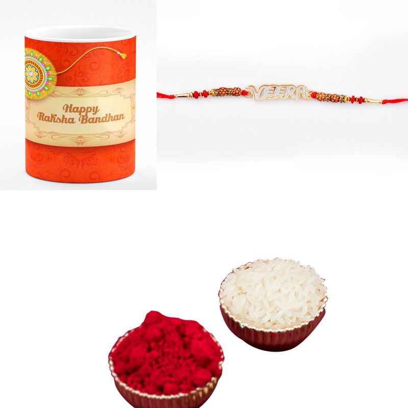 Rakhi, Chawal Roli Pack, Mug Set  (rakhi, mug, roli chawal)