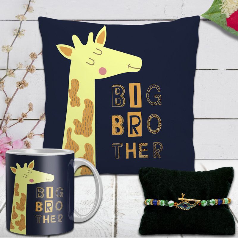 KRISHGIFTS Cushion Cover  (Rakhi, Cushion Cover, Cushion, Mug, Roli Chawal)