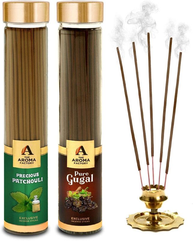 The Aroma Factory Patchouli & Pure Gugal Incense Sticks Agarbatti (Charcoal Free & Low Smoke) Patchouli & Pure Gugal  (100, Set of 2)