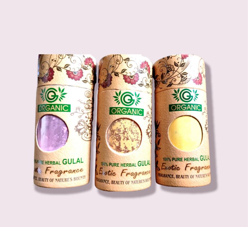 AtheenaAris 3Box Holi Herbal Gulal 100% Organic Gulal Colour|Handmade Skin Friendly NonToxic Holi Color Powder Pack of 3  (Pink, Orange, Yellow, 300 g)