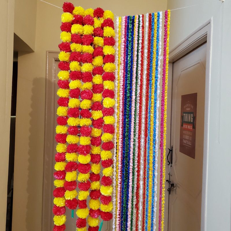 ShopTalk combo pack marigold & back drop Garland  (Multicolor)