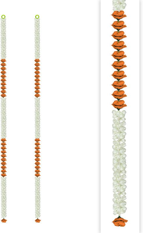 Craftox Décor Decorative Jasmine and Rose Flower Plastic Garland, Color Blue,(CN-81204-2) Plastic Garland  (White, Orange)