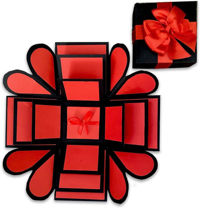 Crack of Dawn Crafts Heart Explosive Box Red Passion Greeting Card  (Red, Black, Pack of 1)