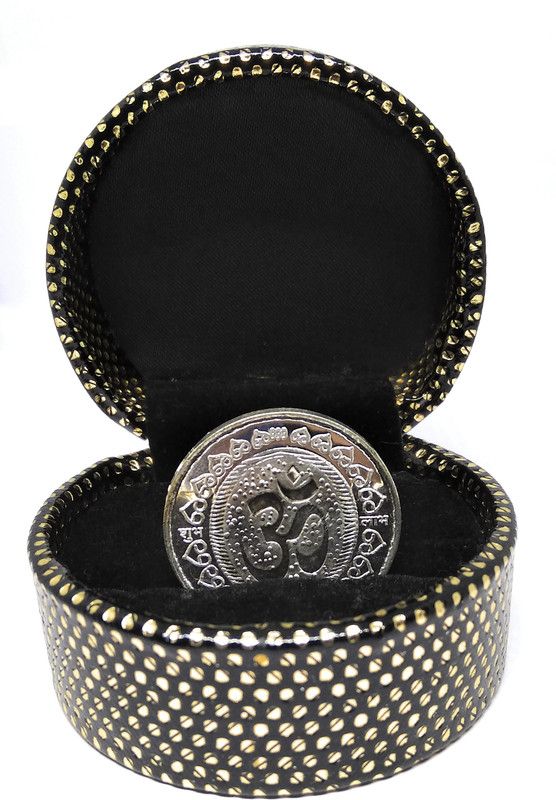 Astrosale Set Of 2 Maha Lakshmi Silver Plated Coin Of Swasthik & Om Lakshmi Silver Plated Yantra  (Pack of 2)