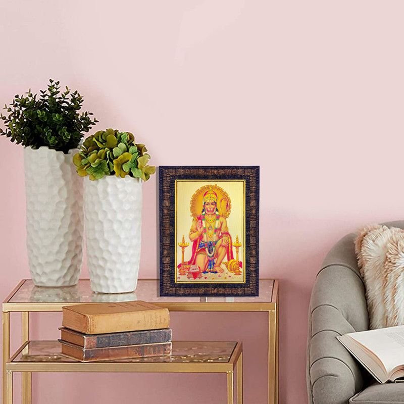 Hawai Bajarang Bali Hanuman Religious Phot with Frame (5 Inchx7 Inch) Religious Frame