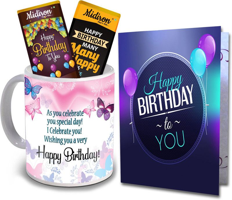 Midiron Sweet Birthday Gift Pack with Chocolate Bar, Greeting Card, Ceramic Mug for Every Relation IZ20Bar18-19CDMU-DTBirthday-26 Ceramic Gift Box  (Multicolor)