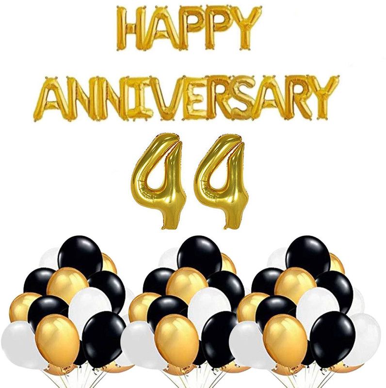 JMO27Deals Solid HA golden,44no golden, 10 golden, 10black, 10white balloons Letter Balloon  (Gold, Pack of 48)