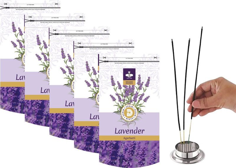 SHASHI Lavender Low Smoke Agarbathi(425 Incense Sticks) Exotic Floral & Sweet Aroma For Aromatherapy,Puja, Home,Office & Ritual (85 Incense Stick Each Pack)- Pack of 10  (425, Set of 5)