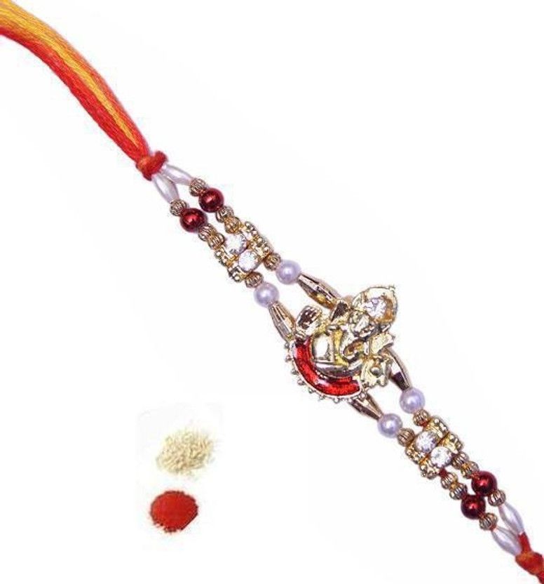 Auspicious Lord Ganesha sitting Rakhi Set  (1 Rakhi)