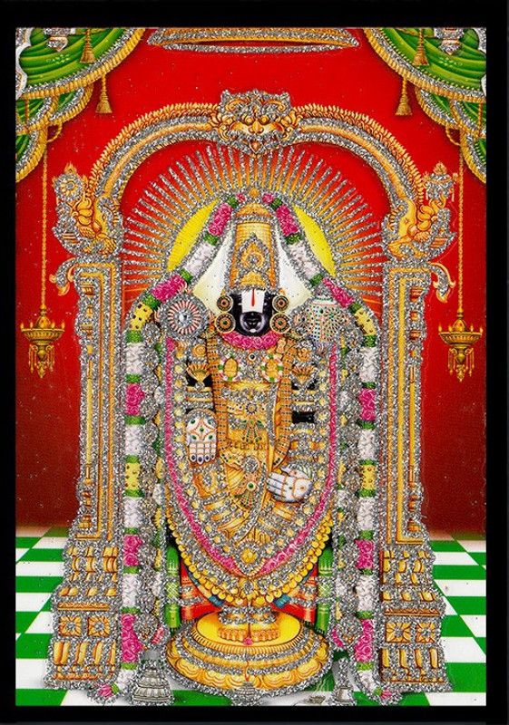 Deshkart BALAJI TIRUPATI (5 Inch X 7 Inch) Laminated Photo With Back Support Mount Religious Frame