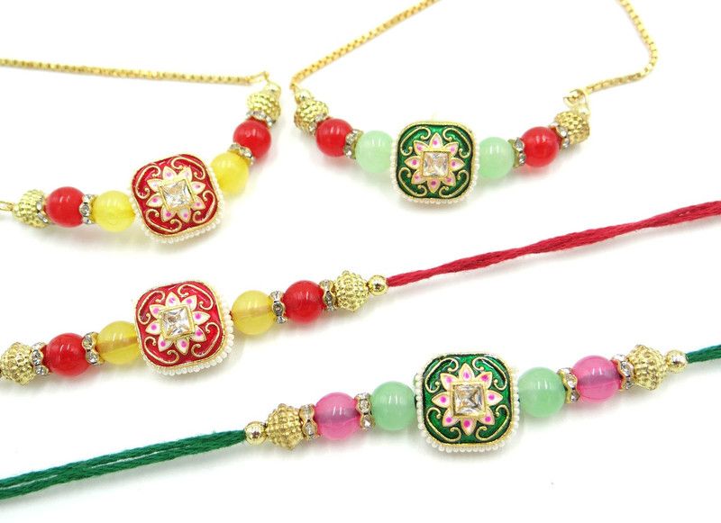 Bracelet, Rakhi Set  (Lumba Rakhi for Bhabhi Bhabhi, Roli Chawal)