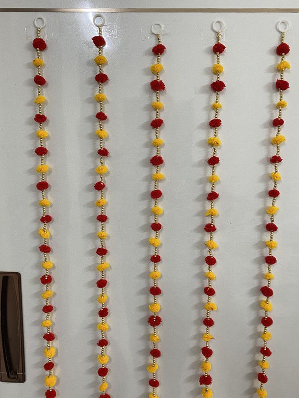 TATHAGATA Handmade Red yellow Color for WallHanging Bandhanwar forDecoration 6FT 5 Strings Toran  (Wool)