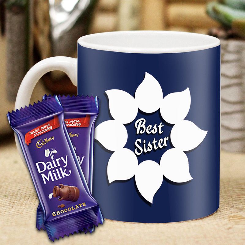 Midiron Gift for sister, Birthday gift for sister, Chocolate gift for sister, Coffee Mug for sister IZ21DTSisterDairyMilk2MU-25 Ceramic Gift Box  (Multicolor)