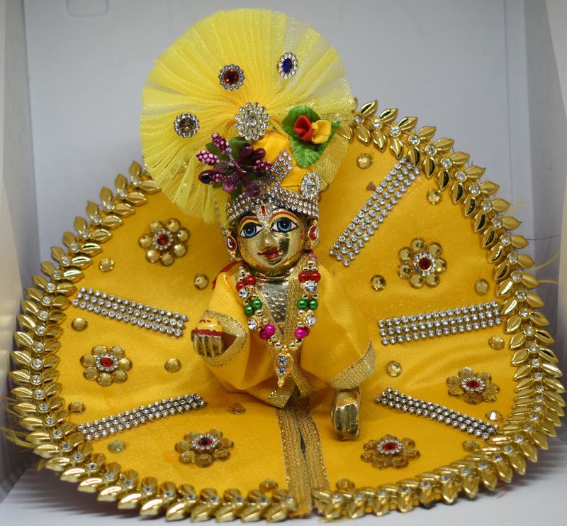 Darshan Laddu Gopal Dress Size 2(6 Inch) with full set including Necklace & Pagdi. Dress  (Silk)