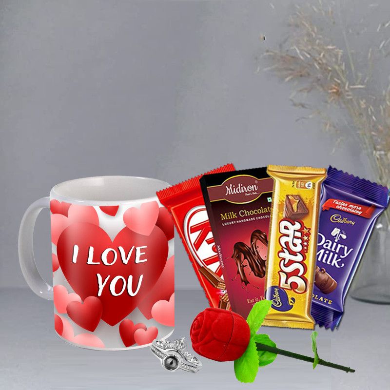 Midiron Chocolate Gift Combo For Girlfriend|Valentines Gift Hamper For Couple/Lover Ceramic Gift Box  (Multicolor)