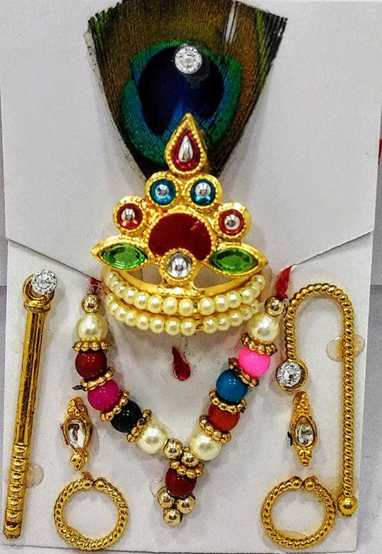 SPSStore Laddu Gopal DESIGNER MUKUT / Shringar SET Deity Ornament  (LADDU GOPAL MUKUT SET)