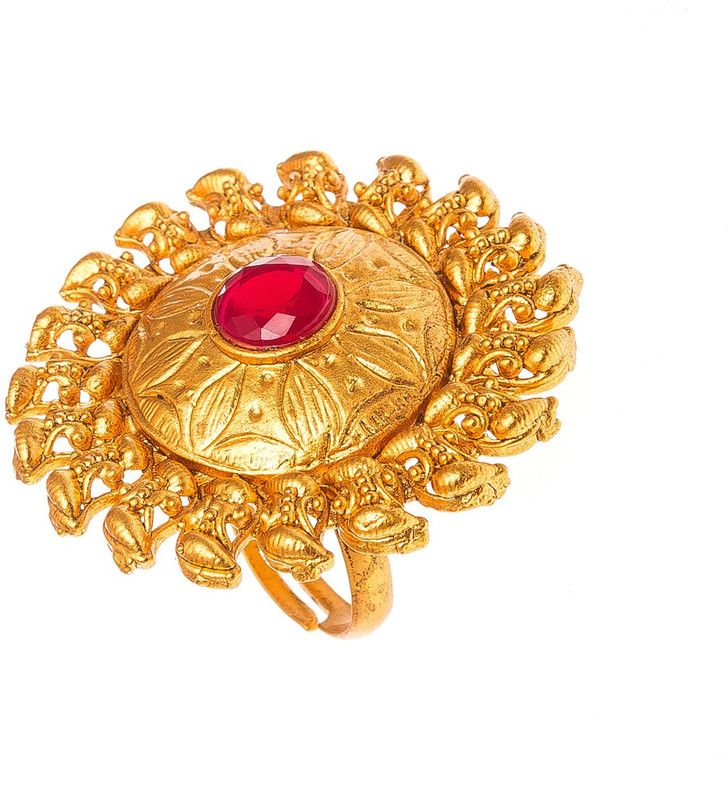 Vermont Trendy Designer Free Size Alloy Diamond Gold Plated Ring D6