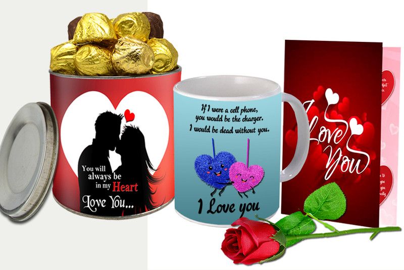 Midiron Valentine’s Day Special Gift Hamper For Wife/Girlfriend |Chocolate Gift Ceramic Gift Box  (Multicolor)