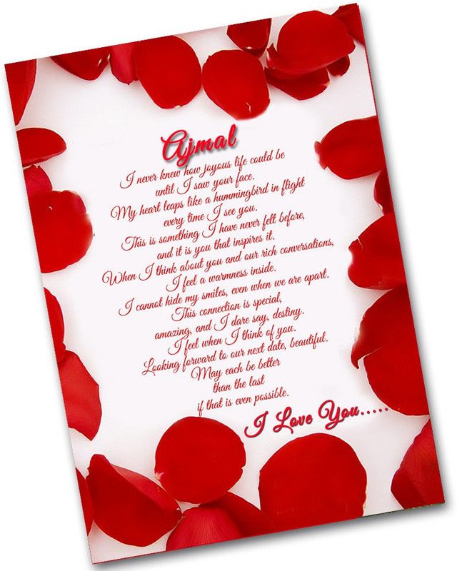 Midas Craft I Love You Ajmal Love Letter Quotes 29 Greeting Card  (Red, White, Pack of 1)
