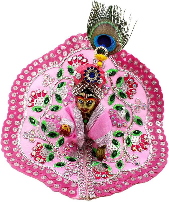 Shyam Creation Laddu Gopal Dress and Mukut/safa (NO 5, 10 INCH, PINK) Dress  (Cotton)