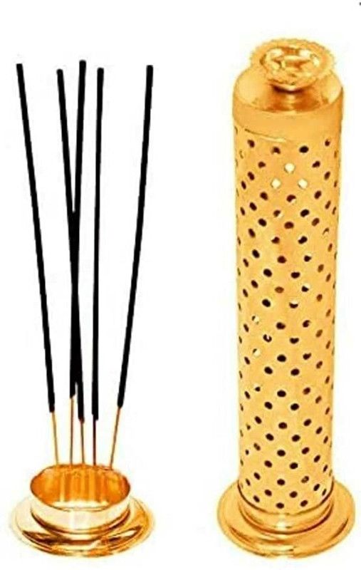 Dhoop Batti Agarbatti Stand Incense Stick Holder with Ash Catcher-Pack Of 2,Gold Stainless Steel Incense Holder  (Gold)