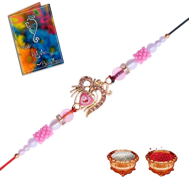 Dreamlivproducts Rakhi, Greeting Card, Chawal Roli Pack  (1 Rakhi with Roli, Chawal, 1 Greeting Card)