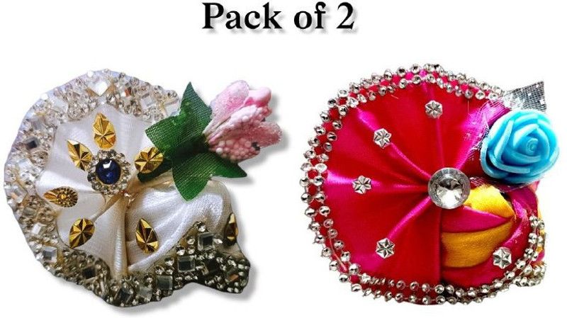 nittzapparels (Pack of 2) Pagdi for (size 3) Laddu Gopal Dress  (Silk)
