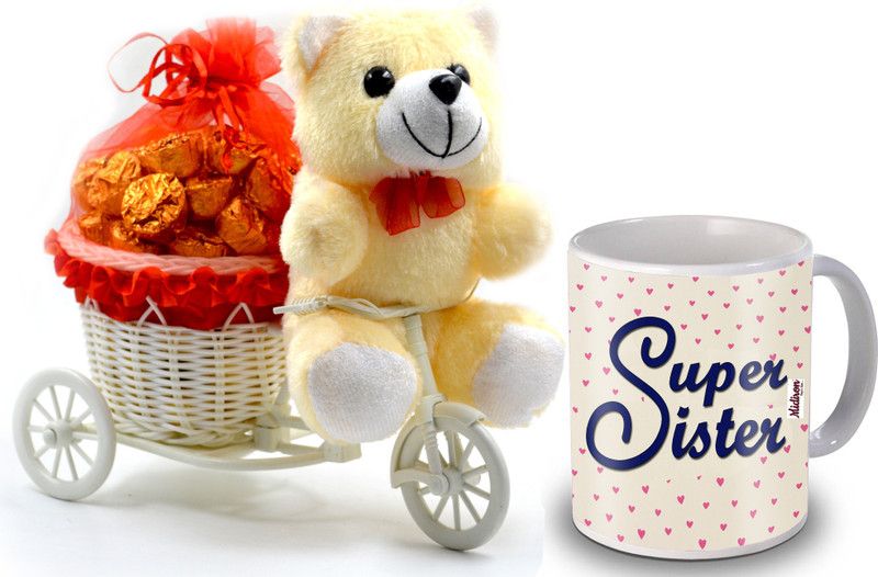 Midiron Sweet Gifts Pack for Sister on Her Birthday, Anniversary, Rakhi, Rakshabandhan, Bhaidooj and any other special ocassion IZ19CyChoco20TCMU-DTSister-004 Ceramic, Plastic Gift Box  (Multicolor)