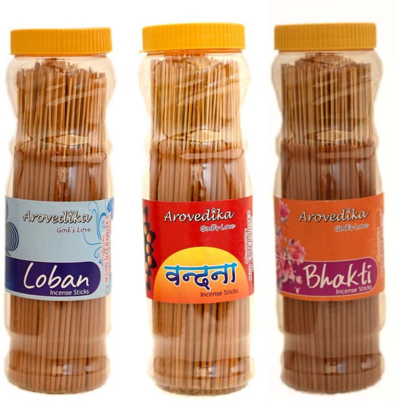 Arovedika LOBAN,VANDANA,BHAKTI 3 BOX WHITE AGARBATTI(250GM PER BOX)WHITE PREMIUM INCENSE LOBAN, VANDANA, BHAKTI  (250, Set of 3)