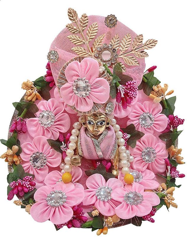 Mere Krishna (2N0-4INCH) Designer Laddu Gopal ji/Krishna ji Dress with Flowers & Stone Dress  (Silk)