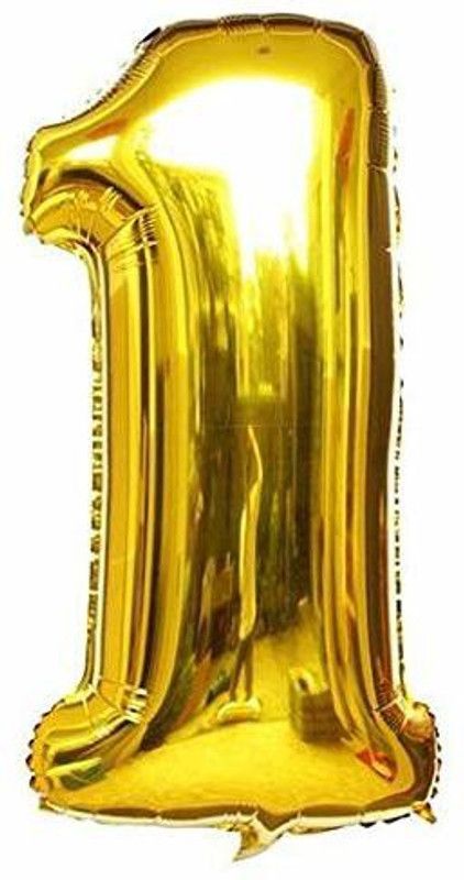 DIVYANKA DECORATIONS Solid 1 NUMBER FOIL BALLON (16INCH) GOLDEN COLOUR FOR BIRTHDAY,ANNIVERSARY,EVENTS Balloon  (Gold, Pack of 1)