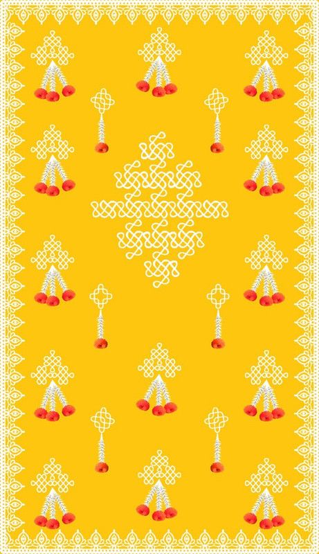 efyu999.com Muggu with flower Backdrop Cloth for Decoration (H:8ft X W:5ft) Altar Cloth