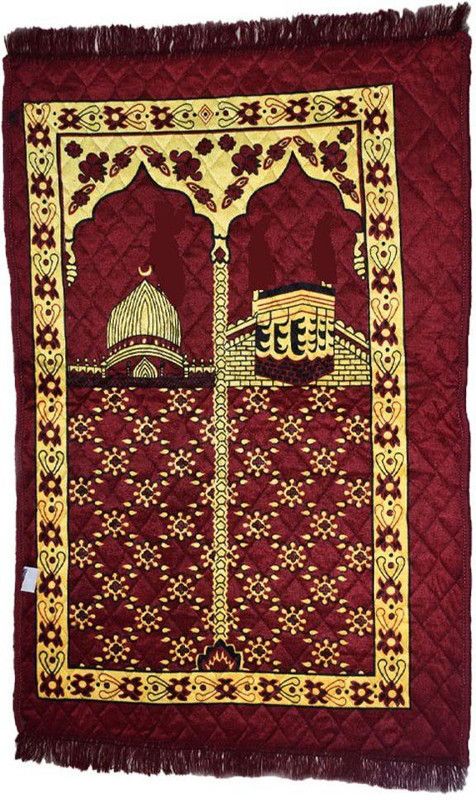 Dulhan Velvet Prayer Mat  (Maroon, Large)