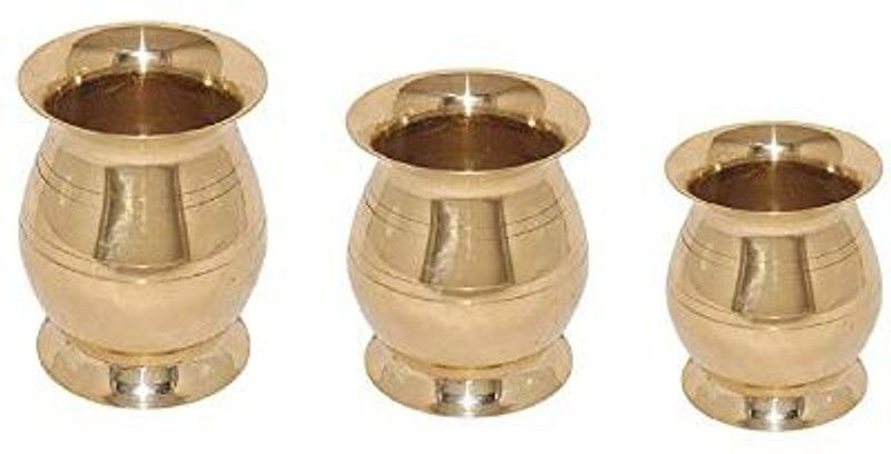 Shiv Kumbakonam Traditional Pure Brass Lota Chombu Pack of 3 Brass Kalash  (Gold)