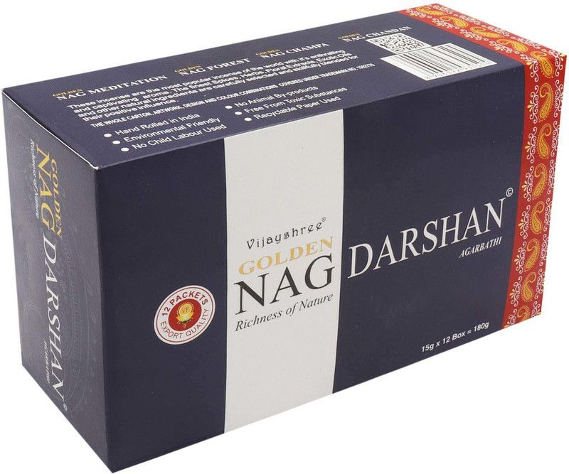 Quickcollection Vijayshree Golden Nag Darshan Masala Agarbatti Incense Stick Pack of 12 Long Lasting Fragrance  (180, Set of 12)