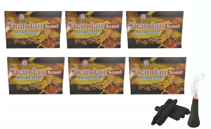 Adhvik (Pack Of 6) Chandan/sandal Scented Incense Sticks Home Essentials Perfumed Dhoop (20 Sticks) for Worship Pooja Meditational Sprituality Religious Purpose Scented  (20, Set of 6)