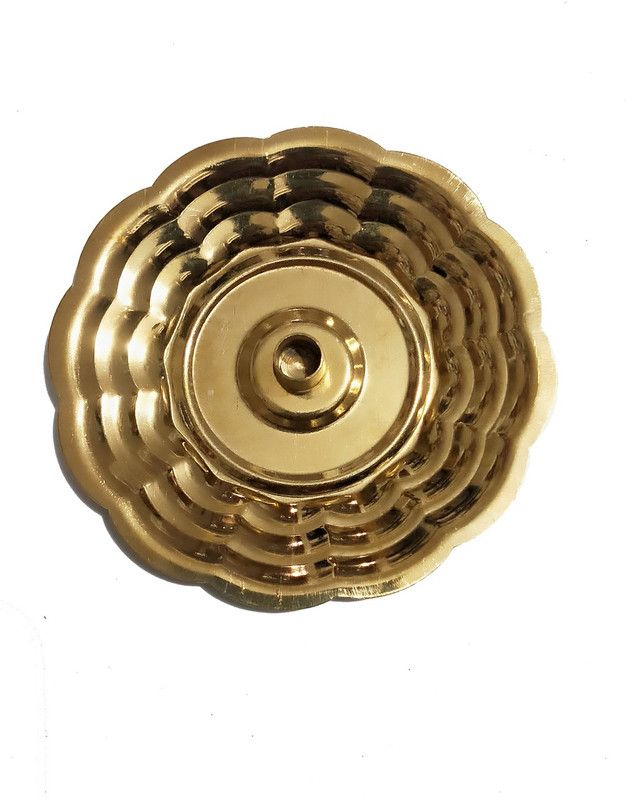 salvusappsolutions Handmade Golden Brass Agarbatti Stand Attached with Round Plate (3 inch) Brass Incense Holder  (Gold)