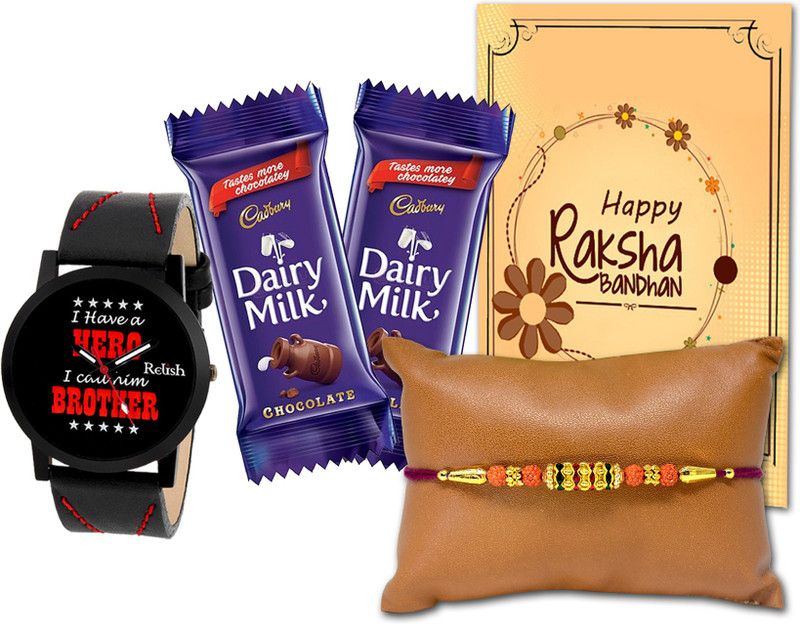 Midiron Rakhi Gifts for Brother, Rakhi Combo Pack for Brother (DMRCD1Rakhi58WatB1) Paper Gift Box  (Multicolor)