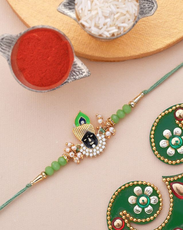 Rakhi, Chawal Roli Pack Set  (1 Rakhi,1 Pack of Roli-Chawal,1 Card)