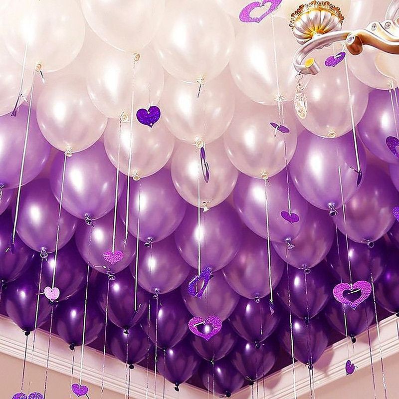 ShopGlobal Solid Pack of 100 pieces Metallic balloons of Parple & Siver(50+50) Balloon  (Purple, Silver, Pack of 100)