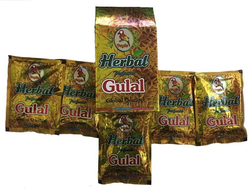 Shri Paplu Herbal Perfumed Gulal Holi Color Powder Pack of 5  (Yellow, Green, Pink, Orange, Blue, 500 g)