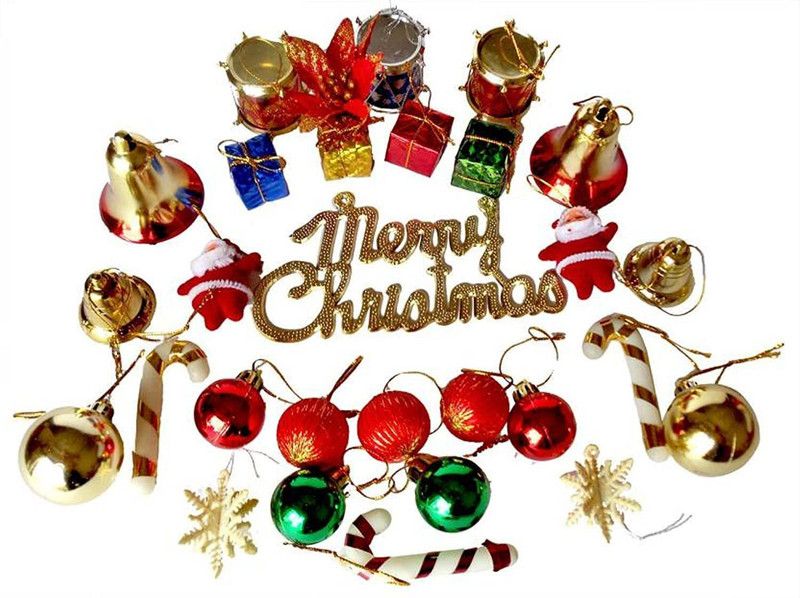 KHUSHA CREATIONS Christmas Tree Decoration Ornaments Items Hanging Accessories Combo Pack Of 25 Hanging Ornaments Pack of 25