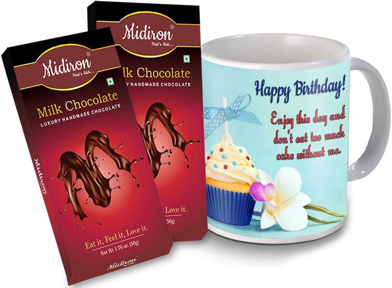 Midiron Birthday Gifts, Milk Chocolate Bar with Printed Coffee Mug Birthday Gifts for Friends, Relative, Family, IZ20DTBirthday-40 Ceramic Gift Box  (Multicolor)
