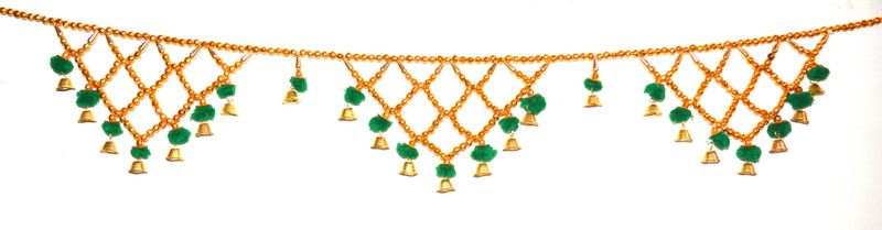 ONRR Toran Pom-Pom Jhalar Green(packof1) Toran  (fummar:thread/wool)