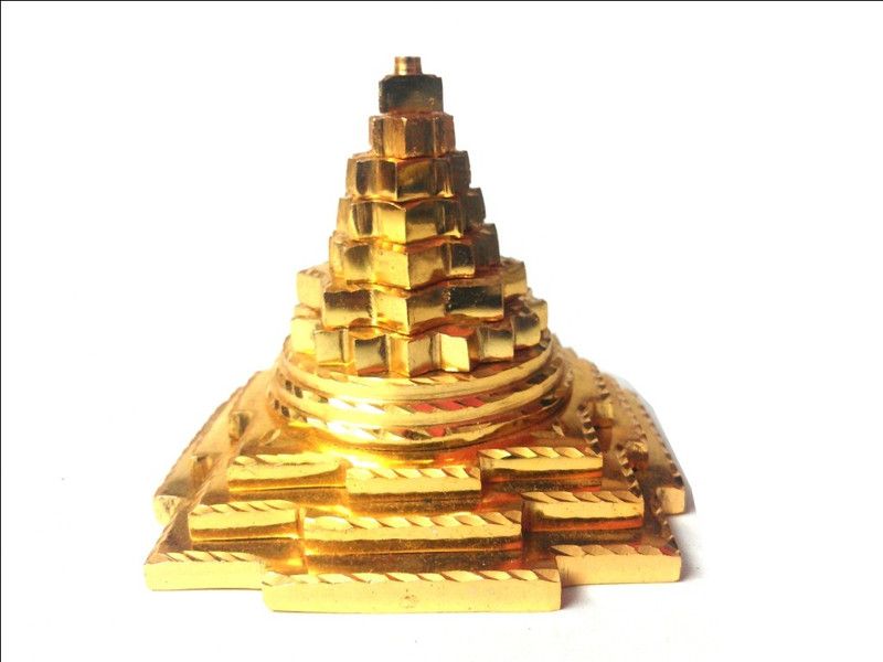 Divine Kraft Maha Meru Shree Yantra Golden Brass Yantra  (Pack of 1)