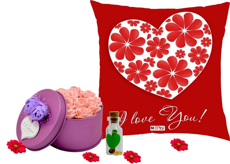 ME&YOU Cushion, Message Pills, Artificial Flower Gift Set
